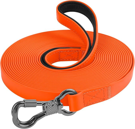 XiaZ Waterproof 20 FT Dog Leash, Training Long Line Lead for Large Medium Small Dogs Outside Walking, Playing, Camping, or Yard (20Feet, Orange)