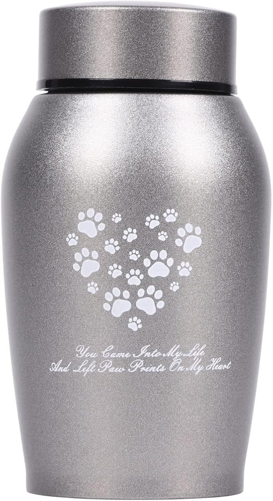 Stainless Steel Pet Urns,Premium Urns for Dog and Cat Ashes,Suitable Size Urns for Pet Ashes (Small, Grey)