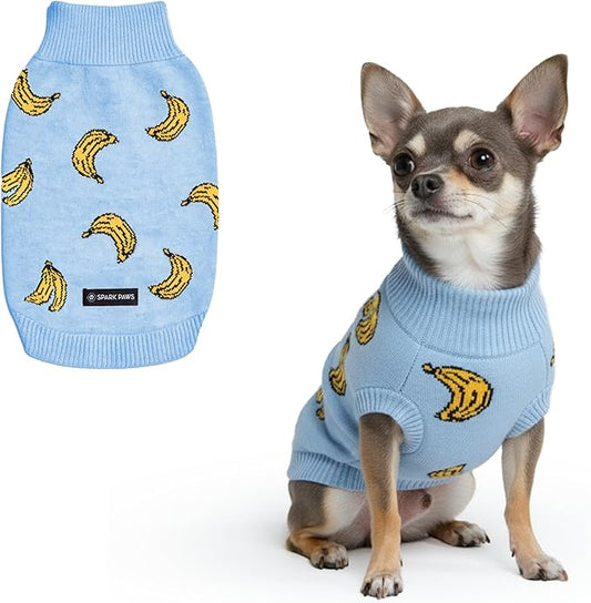 Spark Paws Knit Dog Sweater ??Ultra Soft Warm Winter Dog Sweater for Small, Medium & Large Dogs ??Stretch Fit Pet Sweater for French Bulldog, Pitbull, Girl & Boy Dogs Jacket, (Banana,M)