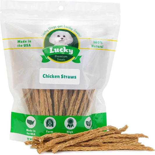 Chicken Jerky Straws Dog Treats ??Chicken Sticks for Dogs Made and Sourced in The USA ??Natural Single Ingredient Dehydrated Crunchy Treats for All Breeds ??28oz Bag