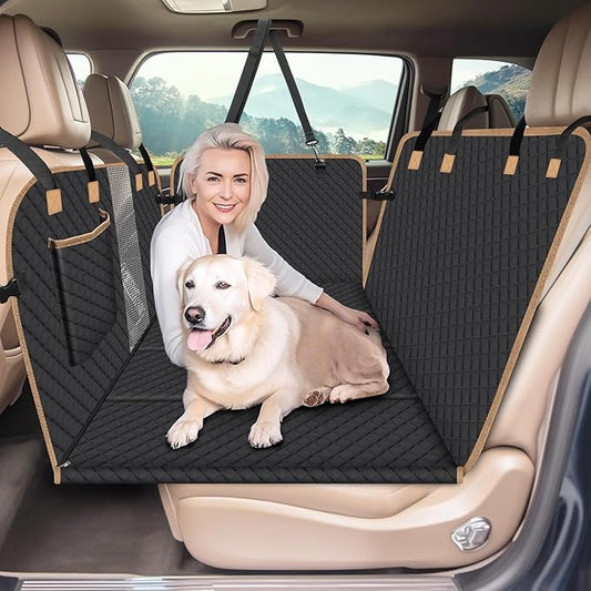 Dog Seat Cover for Back Seat Hard Bottom, Dog Hammock for Car, Backseat Cover for Dogs in Car, Black