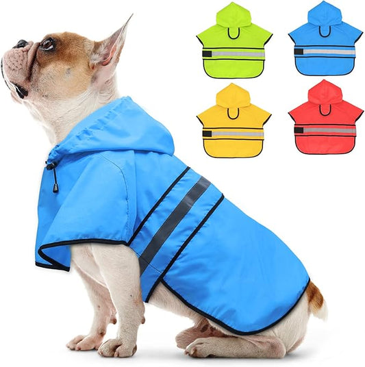 Candofly Dog Raincoat Hooded Poncho - Adjustable Waterproof Dog Rain Jacket Lightweight Reflective Dog Rain Coat Pet Slicker for Small Medium Large Dogs (Medium, Sky Blue)