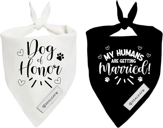 Realeaf My Humans are Getting Married Dog of Honor Dog Bandana,Wedding Outfit for Boy and Girl, Premium Durable Fabric, Engagement Announcement for Large and XLarge Dogs (Large)