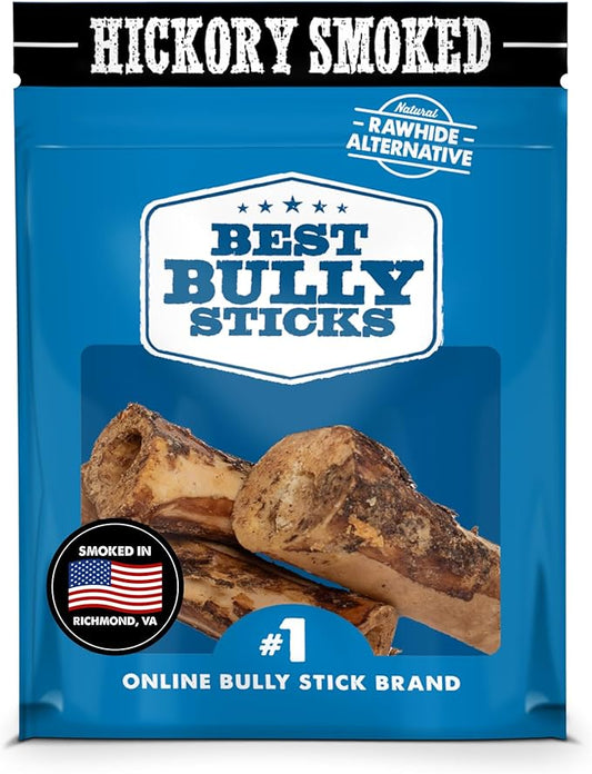 Best Bully Sticks Hickory Smoked Marrow Bones - 3 Count (Pack of 1) - No Additives, Long-Lasting, Great for Large Breeds