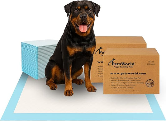 PetsWorld XL Dog Pee Pads 30"x36", 200-Count ??Heavy Duty, Leak-Proof Potty Training Pads for Puppies & Large Dogs, Super Absorbent, Quick-Dry Disposable Pads with Odor Control