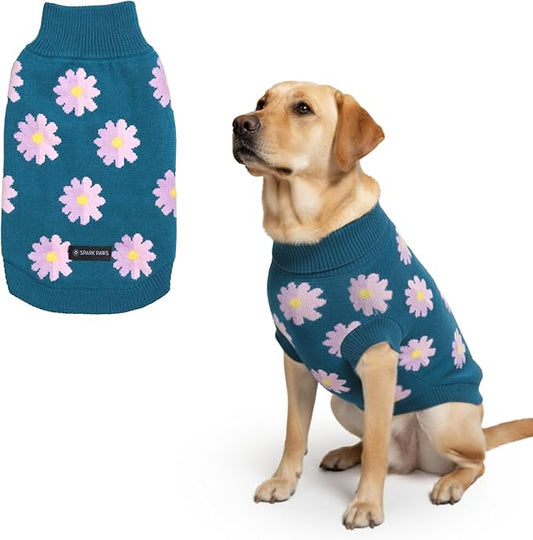 Spark Paws Knit Dog Sweater ??Ultra Soft Warm Winter Dog Sweater for Small, Medium & Large Dogs ??Stretch Fit Pet Sweater for French Bulldog, Pitbull, Girl & Boy Dogs Jacket, (Flower,4XL)
