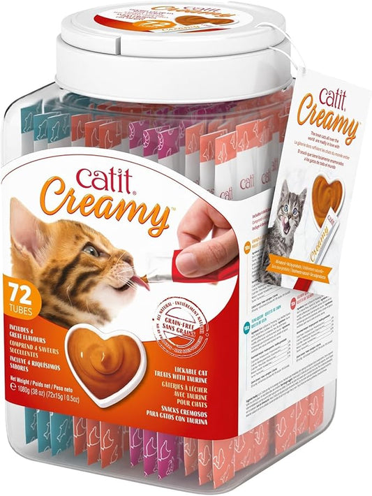 Catit Creamy Lickable Cat Treat ??Hydrating and Healthy Treat for Cats of All Ages - Assortment, 72-Pack