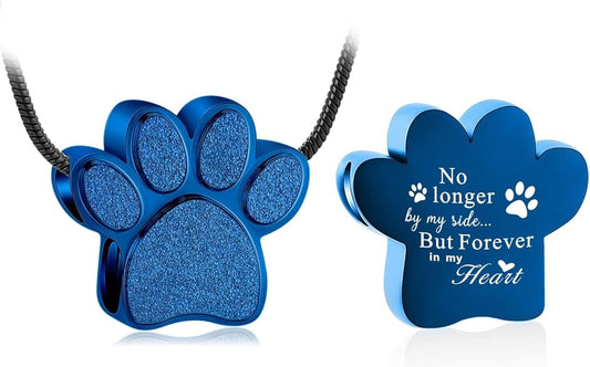 zeqingjw Pet Cremation Jewelry for Ashes Pendant Paw Print Pet Heart Urn Necklace Memorial Keepsake Jewelry for Pet/Dog's/Cat's Ashes