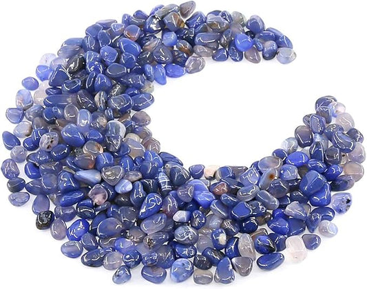 WAYBER Natural Blue Agate Pebbles, 1 Lb/460g Decorative Rocks Non-Toxic Crystal Stone Irregular Quartz Gemstone Crushed Pieces Tumbled Stone Chips for Jewelry Making/Home Decoration