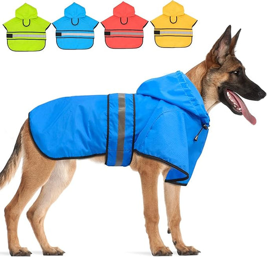 Candofly Dog Raincoat Hooded Poncho - Adjustable Waterproof Dog Rain Jacket Lightweight Reflective Dog Rain Coat Pet Slicker for Small Medium Large Dogs (X-Large, Sky Blue)