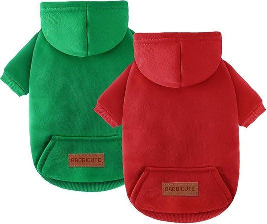 2 Pack Dog Hoodie Warm Hood Dog Sweater Cold Weather Small Dogs Sweatshirt Comfort Pet Clothes for Small Medium Dogs with Pockets Cats Chihuahua Clothes for Male Female Girl Boy Sporty Daily Wear