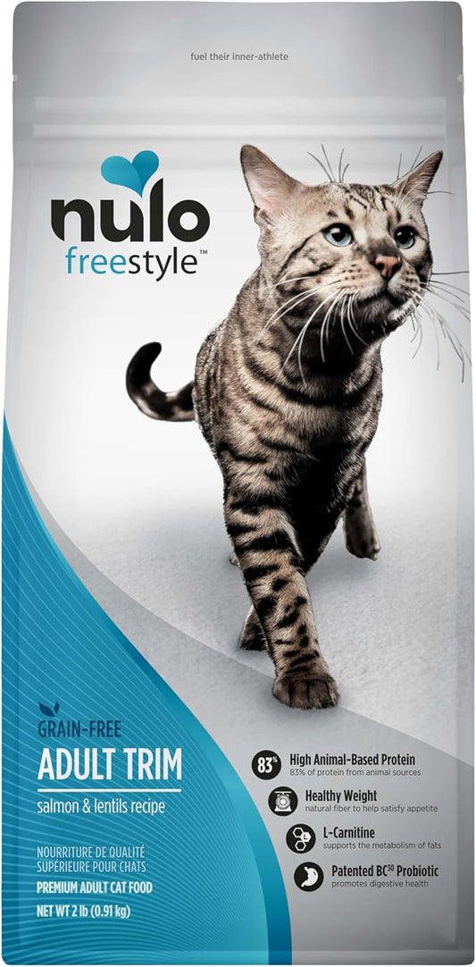 Nulo Freestyle High Protein Trim Cat Food, Salmon & Lentils Recipe - Natural Grain-Free Dry Cat Food for Weight Management with l-Carnitine, Natural Fiber, & Probiotics, 2 lb Bag