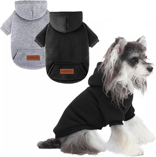 2 Pack Dog Hoodie Warm Hood Dog Sweater Cold Weather Small Dogs Sweatshirt Comfort Pet Clothes for Small Medium Dogs with Pockets Cats Chihuahua Clothes for Male Female Girl Boy Sporty Daily Wear