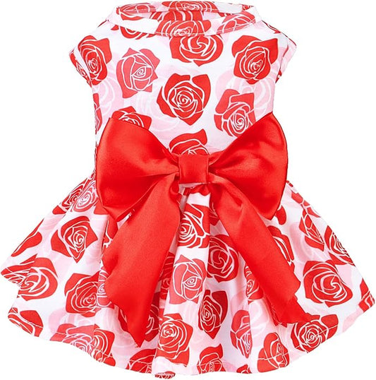 PUPTECK Dog Wedding Dress Outfit Puppy Cute Small Dogs Clothes,Rose,S