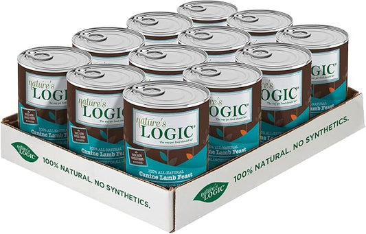 Nature's Logic Grain-Free Canned Dog Food - 95% Animal Proteins - 100% Natural Wet Dog Food Cans - No Common Allergens - All Life Stages - Ideal for Sensitive Dogs - Lamb (13.2 oz, 12 pack)