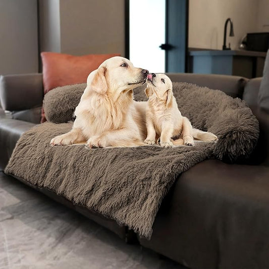 Tinaco Calming Dogs/Cats Bed Mats, Dog Pad Washable Removable Couch Cover, Plush Long Fur Mat for Pets, Waterproof Lining, Perfect for Small, Medium and Large Dogs and Cats (Desert Brown, 41"x37")