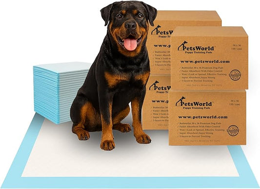 PetsWorld XL Dog Pee Pads 30"x36", 600-Count ??Heavy Duty, Leak-Proof Potty Training Pads for Puppies & Large Dogs, Super Absorbent, Quick-Dry Disposable Pads with Odor Control