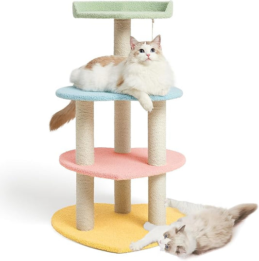 VETRESKA Cat Tree Cat Tower 38.6'' for Indoor Cats with Sisal Covered Scratching Posts and Sweetheart Shape Platform, Multi-Level Cat Tower Activity Center Furniture for Kittens Cats and Pets