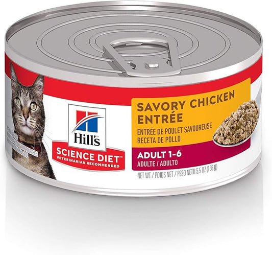 Hill's Science Diet Adult 1-6, Adult 1-6 Premium Nutrition, Wet Cat Food, Chicken Minced, 5 oz Can, Case of 24