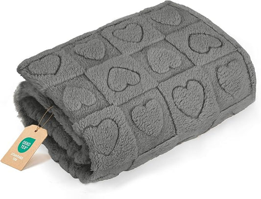 gogobunny Calming Plush Dog Cat Blanket 300GSM Coral Fleece, Ultra-Soft Machine Washable Pet Bedding for Small Medium Dogs Cats Puppies Kittens (Anthracite, 30x40)