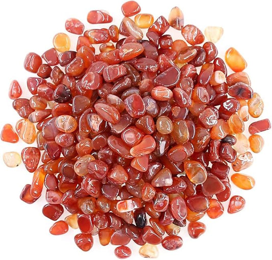 WAYBER Natural Red Agate Pebbles, 1 Lb/460g Decorative Rocks Non-Toxic Crystal Stone Irregular Quartz Gemstone Crushed Pieces Tumbled Stone Chips for Jewelry Making/Home Decoration