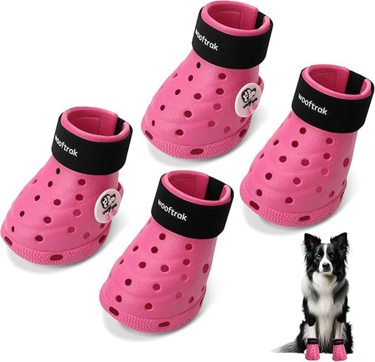Dog Shoes Breathable Dog Shoe for Hot Pavement, Dog Booties and Paw Protectors, Non-Slip Waterproof Dog Sandals Boots (Pink+Black, L: (3.1?™’x2.5'')(L*W))