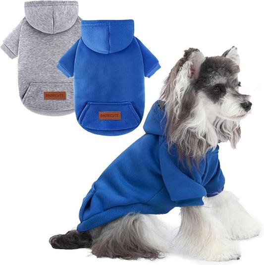 2 Pack Dog Hoodie Warm Hood Dog Sweater Cold Weather Small Dogs Sweatshirt Comfort Pet Clothes for Small Medium Dogs with Pockets Cats Chihuahua Clothes for Male Female Girl Boy Sporty Daily Wear