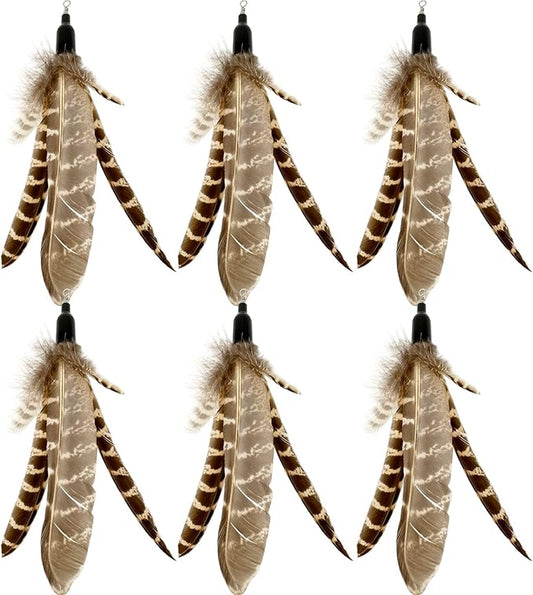 Cat Feather Toys Refills, 6 Pieces Handmade Da Bird Feathers Refill, Cat Wand Replacement Feather for Indoor Cats (C)