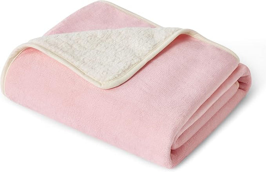 Bedsure Waterproof Blanket for Bed - Sherpa Fleece Waterproof Dog Blankets for Large Dogs, Pet Blankets for Bed/Couch/Dog Crate, Soft Plush Reversible Furniture Protector, Twin Size, 80"x60", Pink