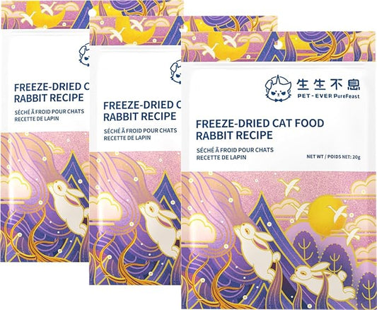 Freeze-Dried Cat Food, 97% Animal Origin Soft Dry Food for Cats Kitten, High Protein Healthy Freeze Dried Cats Raw Treat & Topper (Rabbit Recipe - 2.1 Ounce)