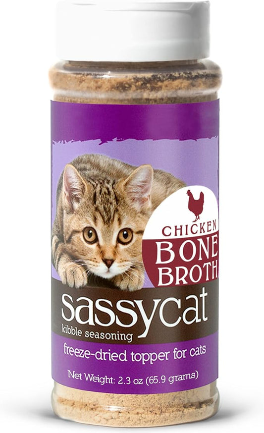 Herbsmith Sassy Cat Kibble Seasoning ??Freeze Dried Bone Broth ??Cat Food Topper for Picky Eaters ??Chicken Bone Broth