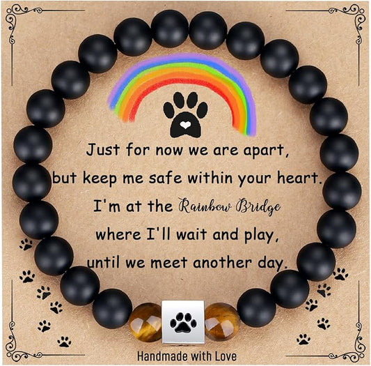 TONY & SANDY Dog Memorial Gifts, Pet Sympathy Rainbow Bridge Pet Memorial Bracelet for Men Women Girls Who Loss of Beloved Dog Cat