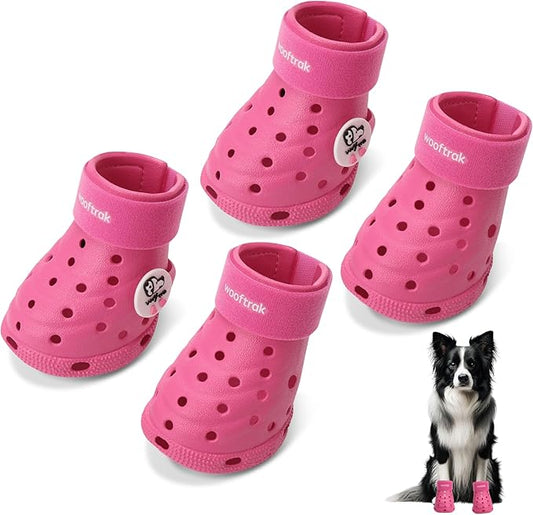 Dog Shoes Breathable Dog Shoe for Hot Pavement, Dog Booties and Paw Protectors, Non-Slip Waterproof Dog Sandals Boots (Pink, L: (3.1?™’x2.5'')(L*W))