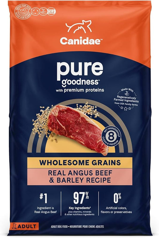CANIDAE Pure Limited Ingredient Premium Adult Dry Dog Food, Real Beef & Barley Recipe, 22 lbs, with Wholesome Grains