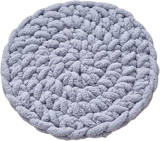Cat Knitted Bed Mat, Extra-Soft Washable Warm Round Pads Cushions for Indoor Kittens, Cat Trees Towers, Perfect for Kneading and Sleeping (Blue-Grey,X-Large)