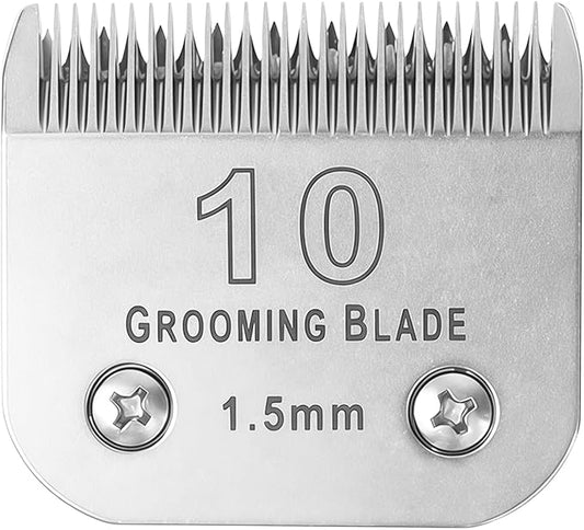 Size 10 Detachable Dog Grooming Blades, Compatible with Andis, Oster A5, Wahl KM10 Series Clippers, Cut Length 1.5mm, Silver (10#1.5mm, 1 Packs)