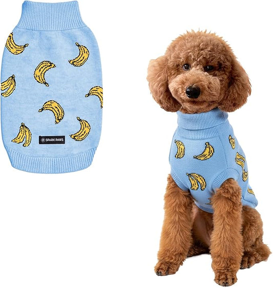 Spark Paws Knit Dog Sweater ??Ultra Soft Warm Winter Dog Sweater for Small, Medium & Large Dogs ??Stretch Fit Pet Sweater for French Bulldog, Pitbull, Girl & Boy Dogs Jacket, (Banana,2XL)