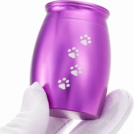 Pet Keepsake Small Urns for Dogs Ashes, 2.7x1.7Inch Purple Aluminum Dog/Cat Mini Urn for Ashes