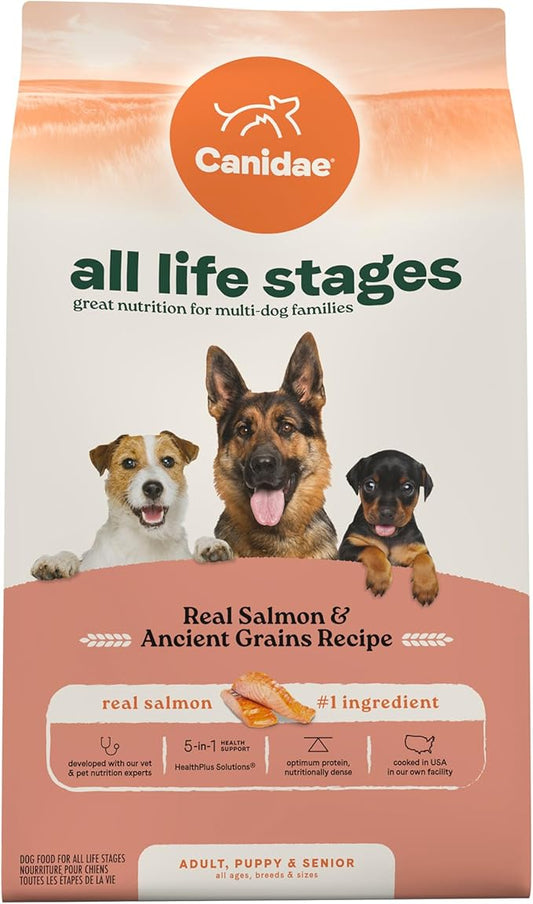 Canidae All Life Stages Real Salmon & Ancient Grains Recipe ??High Protein Premium Dry Dog Food for All Ages, Breeds, and Sizes??27 lbs.