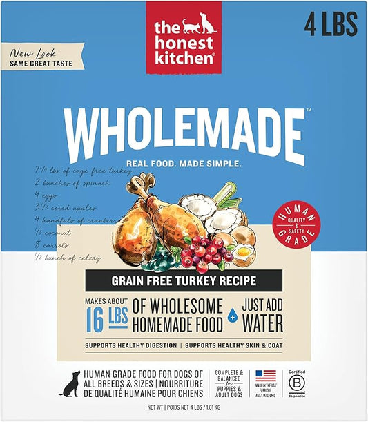 The Honest Kitchen Wholemade??Dehydrated Grain Free Turkey Dog Food, 4 lb Box