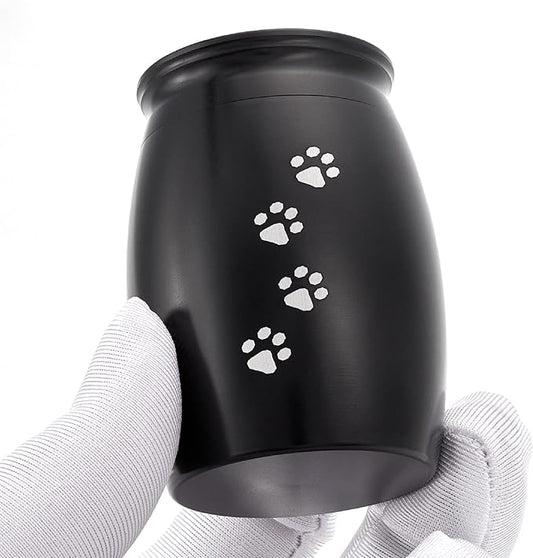 Small Pet Keepsake Urns for Dogs Ashes, 2.7x1.7Inch Mini Black Dog/Cat Urn for Ashes(Aluminum)