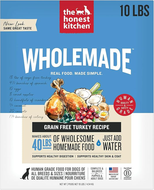 The Honest Kitchen Wholemade??Dehydrated Grain Free Turkey Dog Food, 10 lb Box