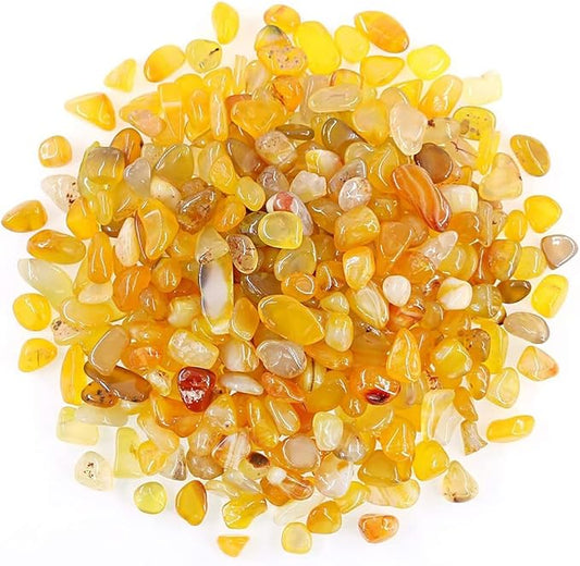 WAYBER Natural Yellow Agate Pebbles, 1 Lb/460g Decorative Rocks Non-Toxic Crystal Stone Irregular Quartz Gemstone Crushed Pieces Tumbled Stone Chips for Jewelry Making/Home Decoration