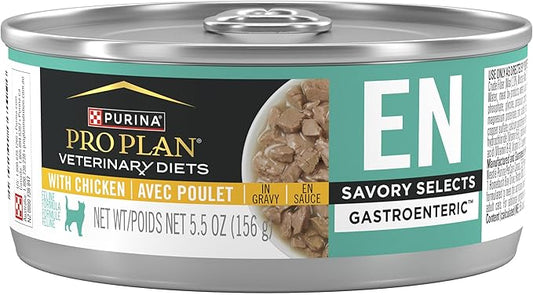 Pro Plan Veterinary Diets Purina EN Gastroenteric Feline Formula Savory Selects in Sauce with Chicken Wet Cat Food - (Pack of 24) 5.5 oz. Cans