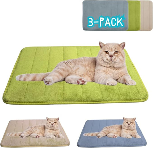 Washable Pet Bed Mat (23.6 x 15.8 Inch) ??3-Pack for Indoor/Outdoor Use, Soft Sleeping Mat for Cats, Small Pets, Kitty, Puppy, Rabbit ??Cozy Bedding Pads for Pets Up to 20lbs