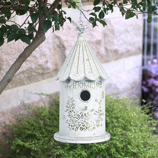 Metal Hanging Birdhouses for Outdoors Bird Houses for Outside Unique Bird Nest for Bluebird Wren Chickadee Sparrow Bird Nest Box for Garden Patio