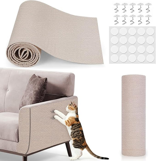 78.7"x15.8" Cat Scratch Mat,Adhesive Cat Scratch Pad for Furniture,DIY Cats Scratch Furniture Protector for Furniture,Sofa,Couch,Covering Cat Scratching Post Replacement Pads,Beige