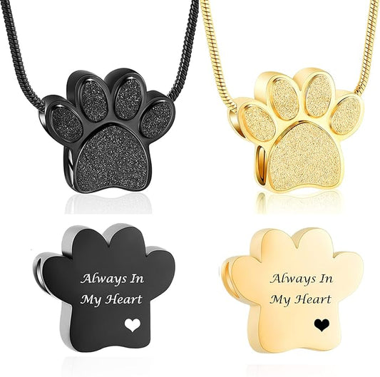 zeqingjw Pet Cremation Jewelry for Ashes Pendant Paw Print Pet Heart Urn Necklace Memorial Keepsake Jewelry for Pet/Dog's/Cat's Ashes