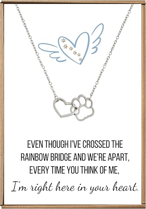 VIY Personal Card Cat memorial gifts for loss of cat, Cat memorial necklace, Loss of dog sympathy gift, Paw necklace, Dog memorial gifts for loss of dog