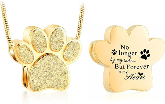 zeqingjw Pet Cremation Jewelry for Ashes Pendant Paw Print Pet Heart Urn Necklace Memorial Keepsake Jewelry for Pet/Dog's/Cat's Ashes